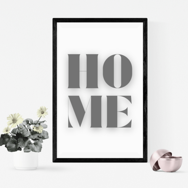 Home Decor Printable HOME in Bold Typography with Beautiful Black Font