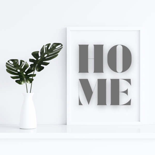 Home Decor Printable HOME in Bold Typography with Beautiful Black Font