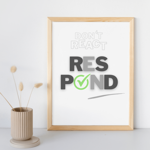 Don't React Respond Wall Art Print A Mindful Response Always Helps