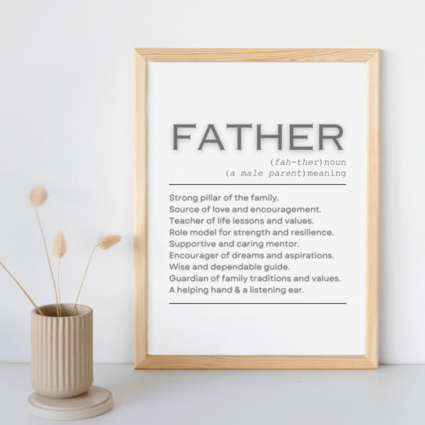 Mockup-4-Father-Definition Father Definition Wall Art Print: Strong Pillar, Source of Love, Teacher of Life Lessons & Values