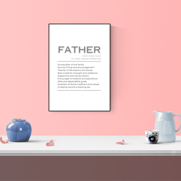 Mockup-8-Father-Definition Father Definition Wall Art Print: Strong Pillar, Source of Love, Teacher of Life Lessons & Values