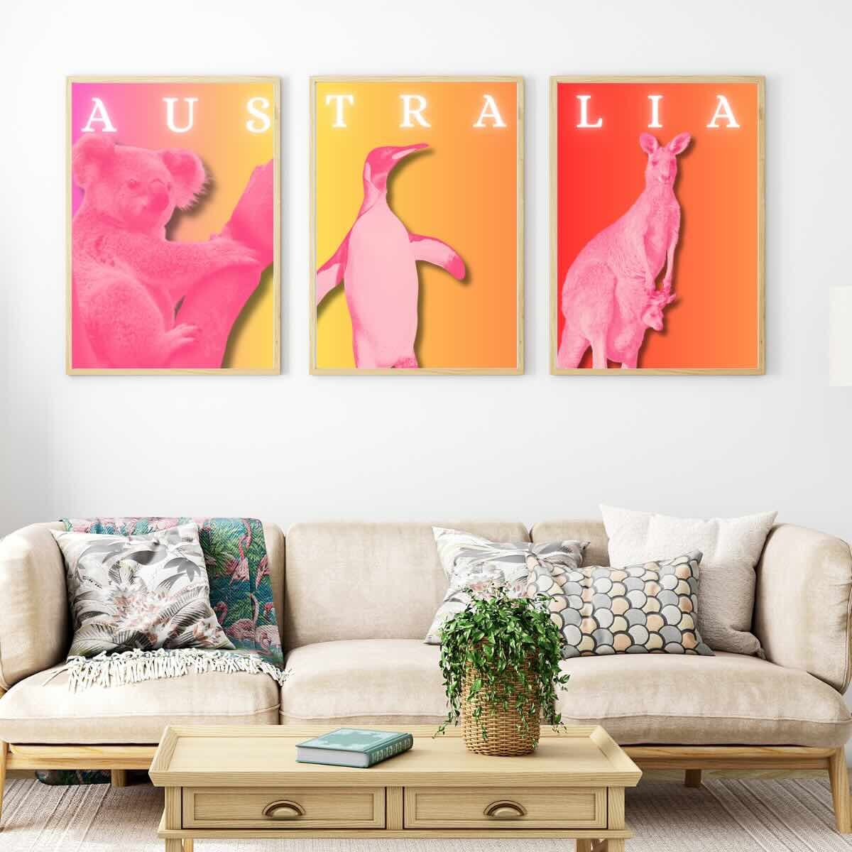 Vibrant Australian Animal Artwork Trio