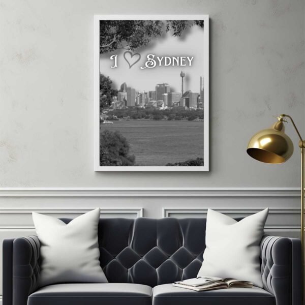 Monochrome Wall Art of Sydney Skyline