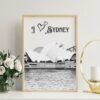 I Love Sydney Opera House Poster with Sun Rise