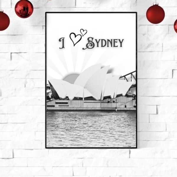 I Love Sydney Opera House Poster with Sun Rise