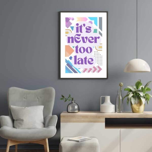Inspirational Geometric Abstract Wall Art - It’s Never Too Late