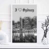 Skyline of Sydney Australia Black and White Wall Art