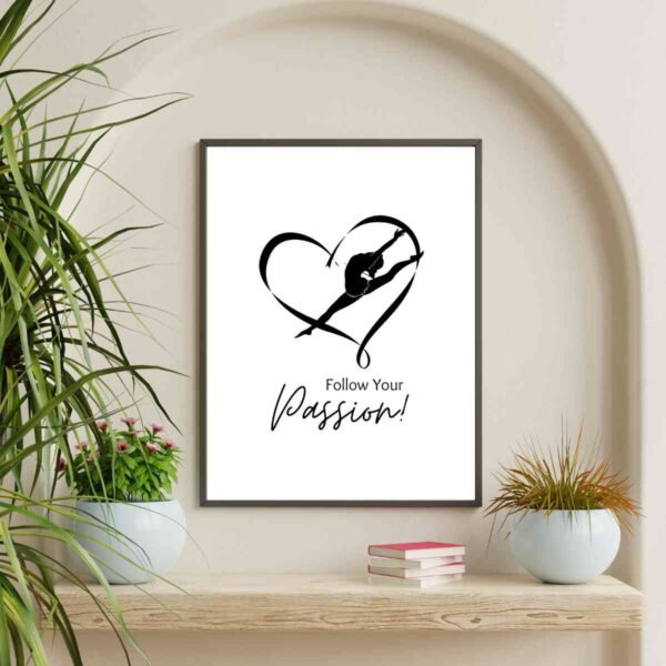 Mockup3-0086GymnasticPassion2 Artwork Inspiration Heart Silhouette - Follow Your Passion Wall Art