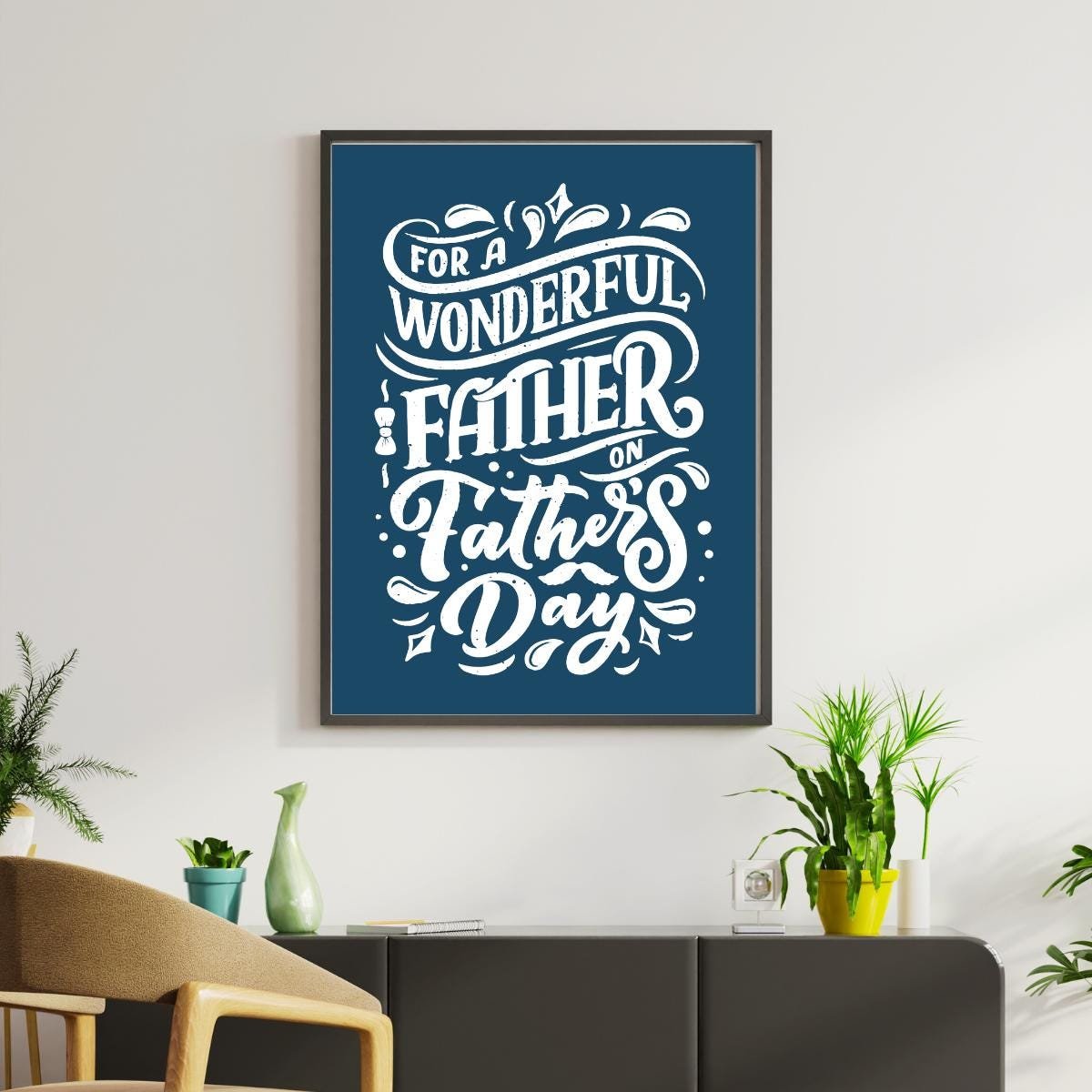 Father's Day Print | Hand Lettered Dad Gift, Blue Typography (Digital Download)