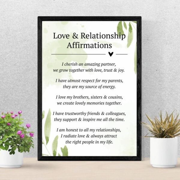 Love & Relationship Affirmations Poster | Family, Couples Decor (Digital Download)