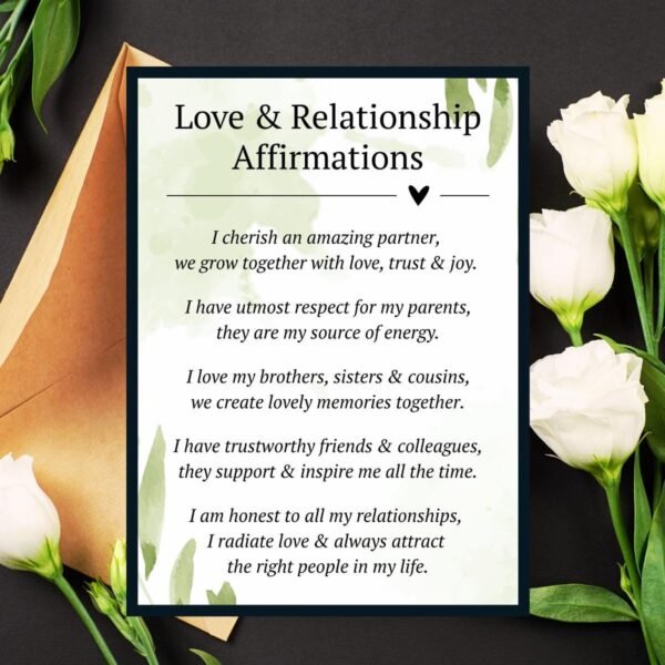 Love & Relationship Affirmations Poster | Family, Couples Decor (Digital Download)