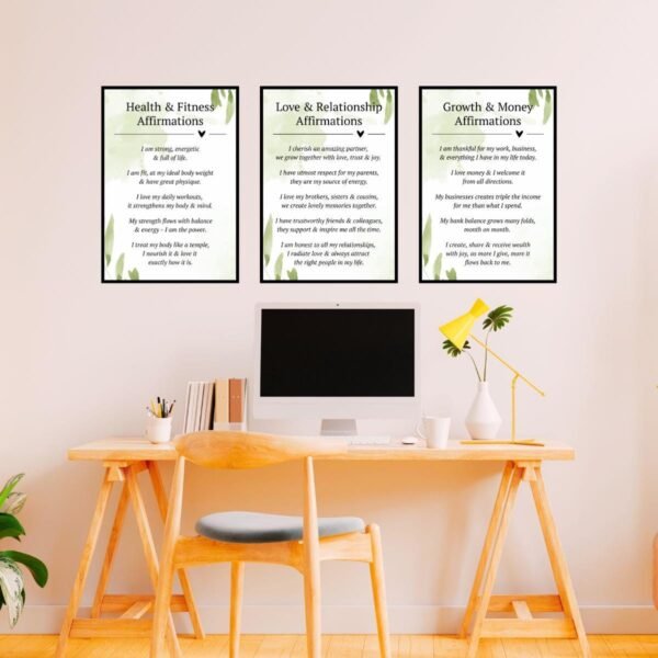 Affirmation Wall Art Set | Wellness, Love, Success (Digital Download)