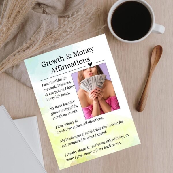 Growth and Money Affirmations Wall Art | Personalized Wealth Manifestation Poster | Framed Financial Growth Decor with Your Photo