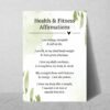 Wellness Affirmations Wall Art: Green Watercolor, Fitness Motivation (Digital Download)