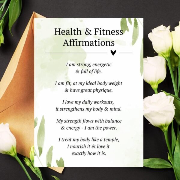 Wellness Affirmations Wall Art: Green Watercolor, Fitness Motivation (Digital Download)