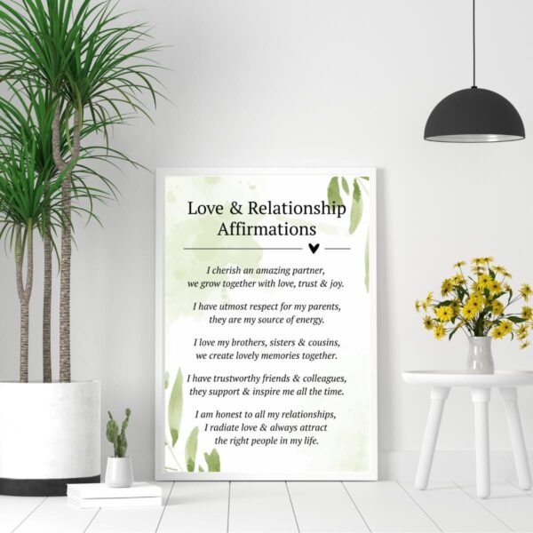 Love & Relationship Affirmations Poster | Family, Couples Decor (Digital Download)