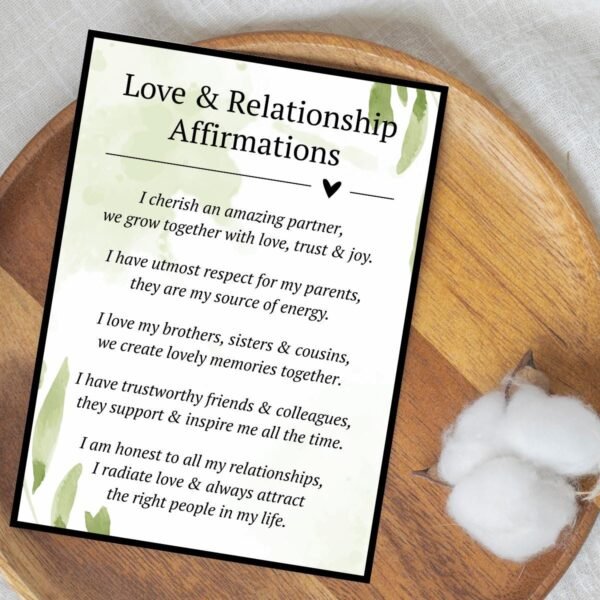 Love & Relationship Affirmations Poster | Family, Couples Decor (Digital Download)