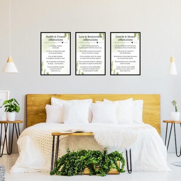 Affirmation Wall Art Set | Wellness, Love, Success (Digital Download)