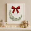 il_fullxfull.7341701060_av0y.jpg Velvet Bow Christmas Printable Wall Art, Holiday Botanical Wreath, Red Ribbon & Eucalyptus, Instant Download