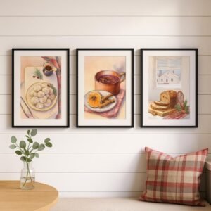 Vintage Christmas Kitchen Prints Set