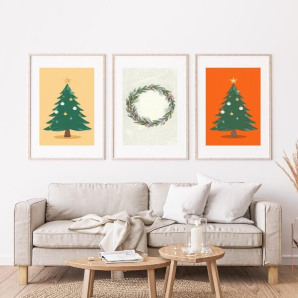 Christmas Tree Print Set | Mid-Century Modern Holiday Decor (Digital Download)