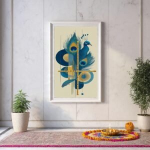 Peacock & Bansuri Indian Art Print Peacock & Bansuri Indian Art Print