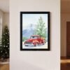 Beautiful Red Christmas Truck Watercolor Print, Vintage Holiday Wall Art (Digital Download)