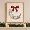 il_fullxfull.7389637973_36wg.jpg Velvet Bow Christmas Printable Wall Art, Holiday Botanical Wreath, Red Ribbon & Eucalyptus, Instant Download
