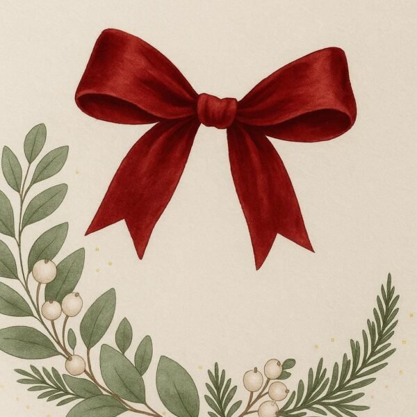 il_fullxfull.7389637999_krtp.jpg Velvet Bow Christmas Printable Wall Art, Holiday Botanical Wreath, Red Ribbon & Eucalyptus, Instant Download