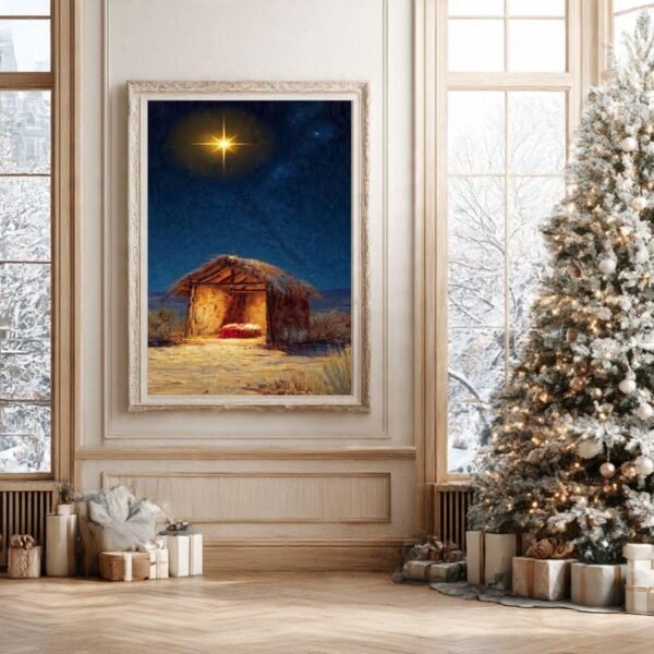 il_fullxfull.7390488766_bj0x.jpg Nativity Art Print Christmas Manger, Modern Christian Decor (Digital Download)