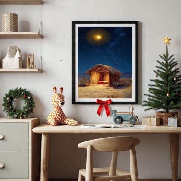 il_fullxfull.7390488780_ktte.jpg Nativity Art Print Christmas Manger, Modern Christian Decor (Digital Download)