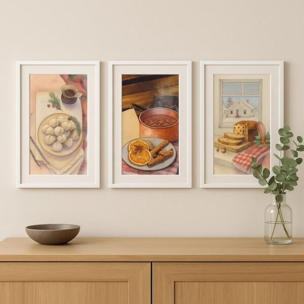 il_fullxfull.7395989185_mb9p.jpg Vintage Christmas Kitchen Prints Set – Cozy Holiday Watercolor (Digital Download)