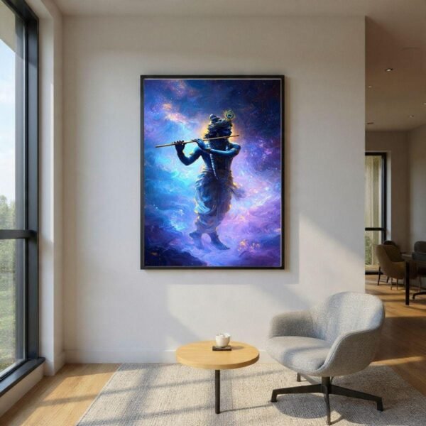 il_fullxfull.7397860662_2ols.jpg Krishna Wall Art Printable Blue And Gold Poster For Mandir, Home Decor, Housewarming Gift