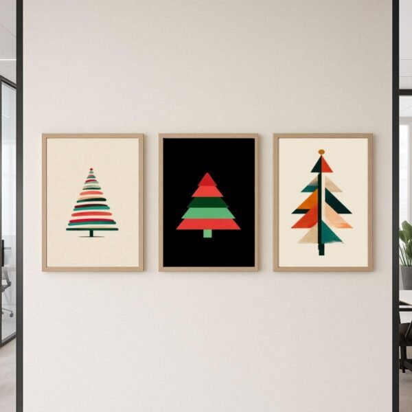 il_fullxfull.7398978606_6has.jpg Geometric Christmas Tree Print Set - Modern Holiday Decor (Digital Download)