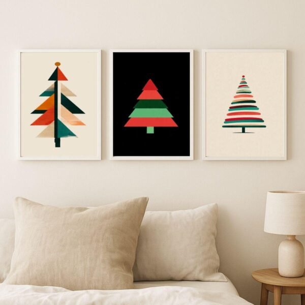 il_fullxfull.7398978612_f6ct.jpg Geometric Christmas Tree Print Set - Modern Holiday Decor (Digital Download)