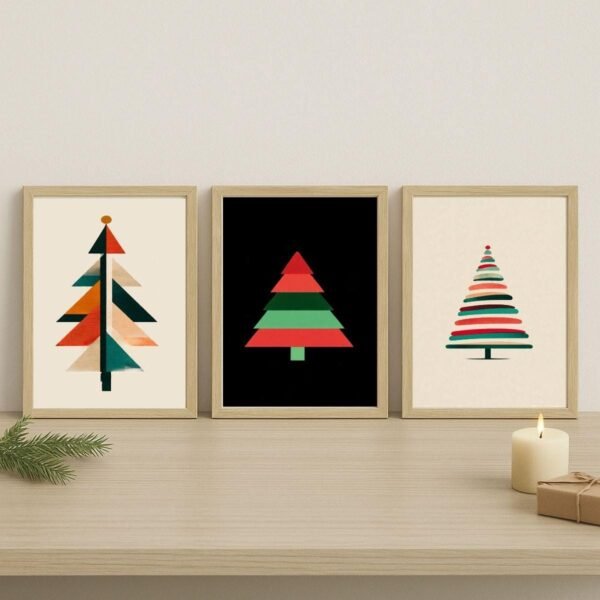 il_fullxfull.7398978616_530x.jpg Geometric Christmas Tree Print Set - Modern Holiday Decor (Digital Download)