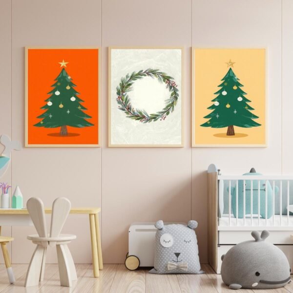 Christmas Tree Print Set | Mid-Century Modern Holiday Decor (Digital Download)