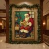 Vintage Santa Reading By Lantern Christmas Wall Art Print
