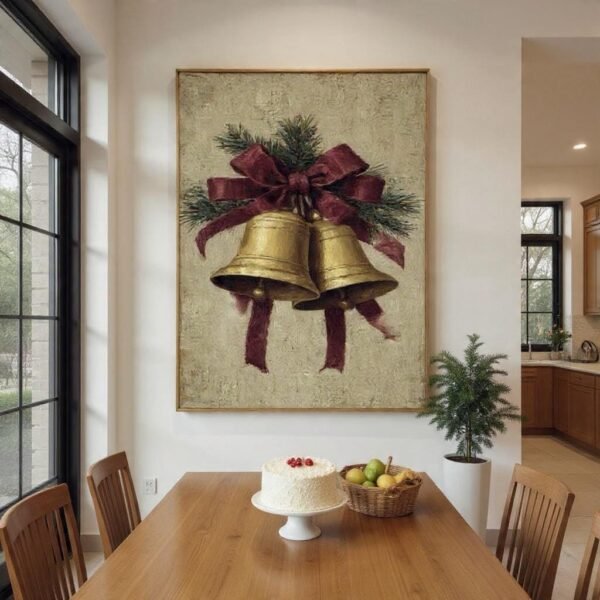 Vintage Christmas Bells Wall Art Rustic Holiday Decor Digital Download Art Print