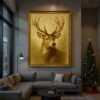 Vintage Reindeer Wall Art Winter Stag Portrait Rustic Christmas Print Instant Download