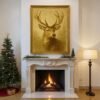 Vintage Reindeer Wall Art Winter Stag Portrait Rustic Christmas Print Instant Download