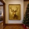 Vintage Reindeer Wall Art Winter Stag Portrait Rustic Christmas Print Instant Download