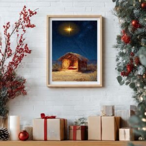 Nativity Art Print Christmas Manger Nativity Art Print Christmas Manger