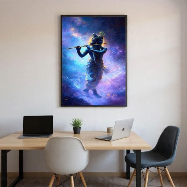 il_fullxfull.7445776191_ldv9.jpg Krishna Wall Art Printable Blue And Gold Poster For Mandir, Home Decor, Housewarming Gift