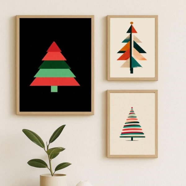 il_fullxfull.7446892711_r3go.jpg Geometric Christmas Tree Print Set - Modern Holiday Decor (Digital Download)