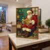 Vintage Santa Reading By Lantern Christmas Wall Art Print