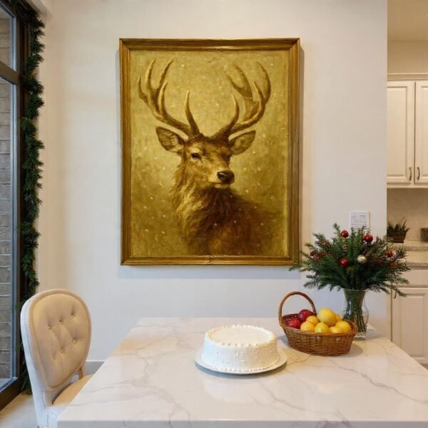 Vintage Reindeer Wall Art Winter Stag Portrait Rustic Christmas Print Instant Download