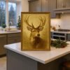 Vintage Reindeer Wall Art Winter Stag Portrait Rustic Christmas Print Instant Download