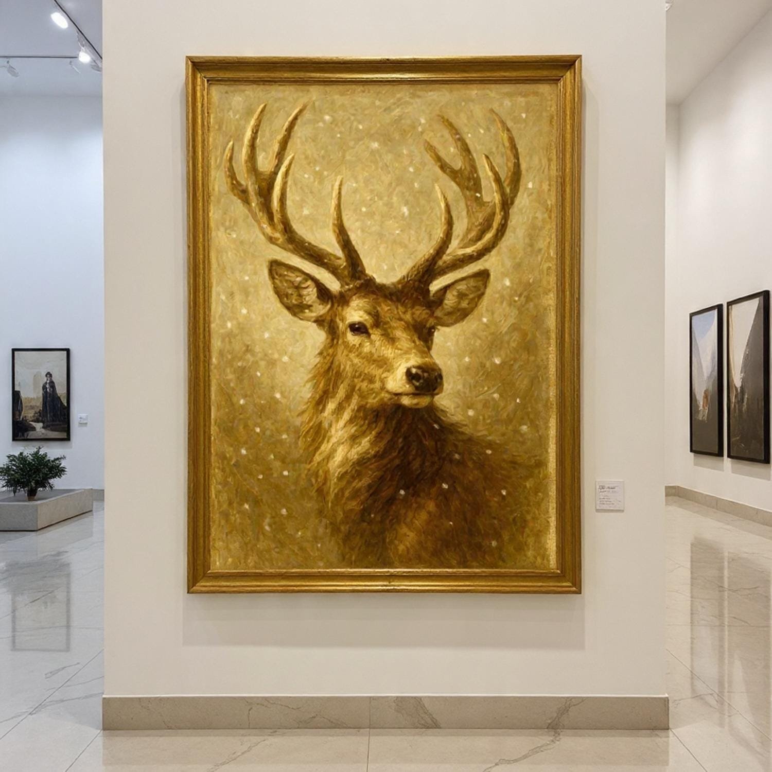 Vintage Reindeer Wall Art Winter Stag Portrait Rustic Christmas Print Instant Download